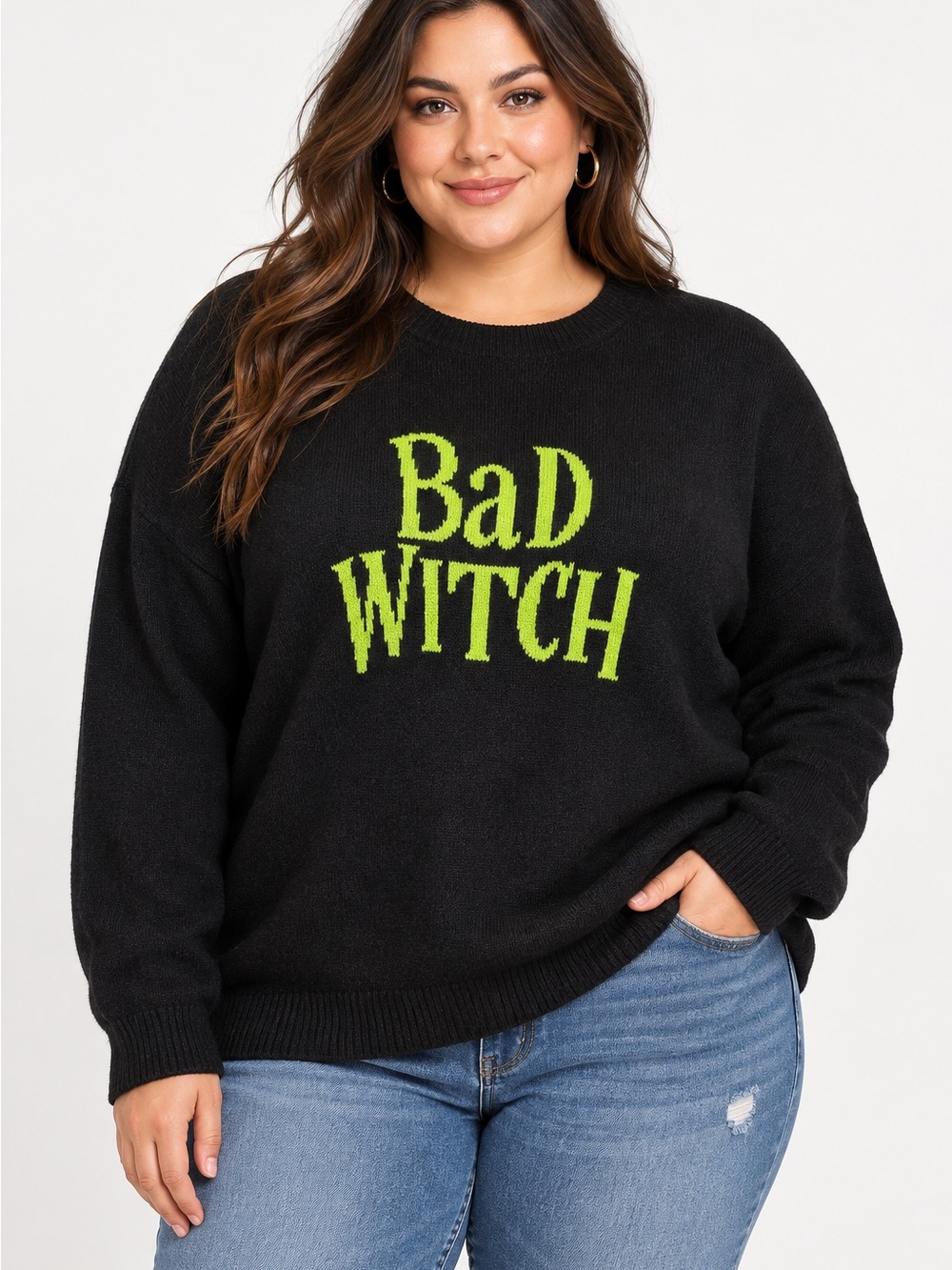 Vince Camuto XXL Bad Witch Halloween Black Knit Sweater Pullover Plus Size